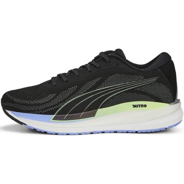 Magnify Nitro Knit Running Shoes Men in Black/Elektro Purple/Fizzy Lime, Size 9 by Puma