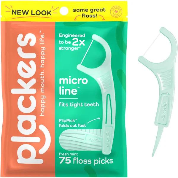 Plackers Micro Mint Dental Flossers Mint 75 Count