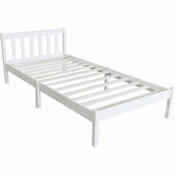 Bed Frame Wooden Mattress Base Single Size Solid Timber Pine Wood White Bedroom Furniture