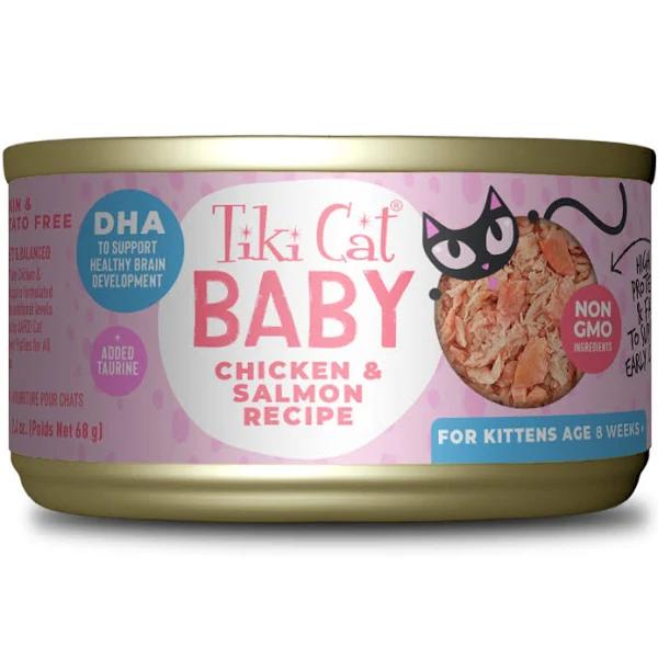 Tiki Cat Chicken & Salmon Recipe Kitten Food Can 68gx12