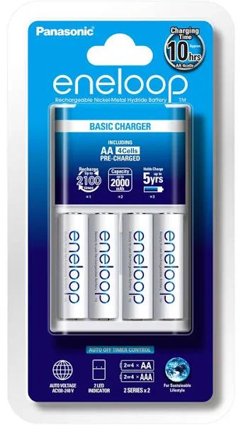 Panasonic Battery Charger With 4 Pack AA Eneloop Batteries