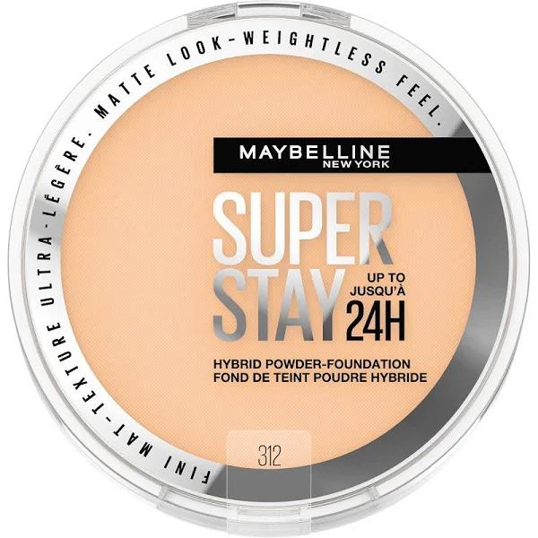 Maybelline Super Stay Up to 24hr Hybrid Powder-Foundation, Medium-to-Full Coverage Makeup, Matte Finish, 312, 1 Count