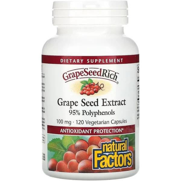 Natural Factors GrapeSeedRich Grape Seed Extract 100 MG 120 Vegetarian Capsules