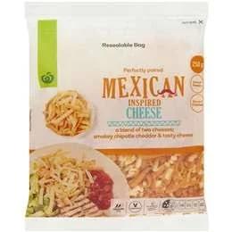 Woolworths Smokey Chipotle Cheddar & Tasty Cheese Shredded Blend 250g