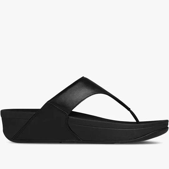 FitFlop Lulu Leather Black Toe-Post Sandals