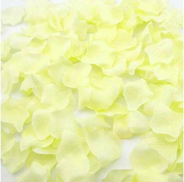 144pcs Artificial Silk Petals Flowers Rose Wedding Flower Girl Basket Decoration, Lemon