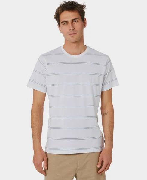 Rip Curl Plain Stripe Tee. White/Blue Size S