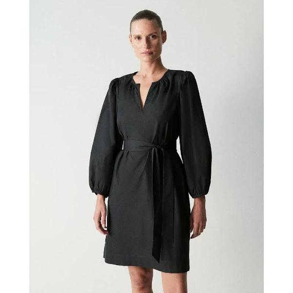 Trenery Cotton Poplin Blouson Sleeve Shift Dress in Black 4