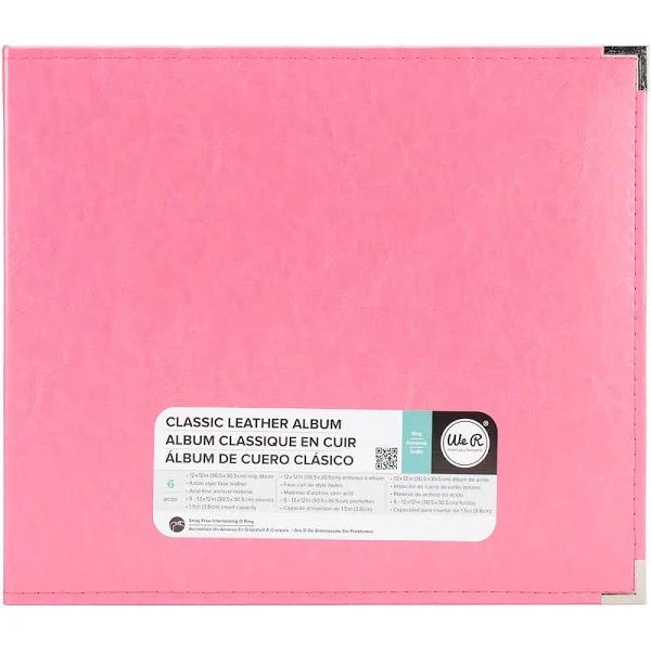 We R Classic Leather 3-Ring Album 12 Inch X12 Inch Strawberry