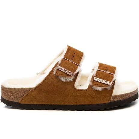 Birkenstock Tan Shearling Arizona Sandals