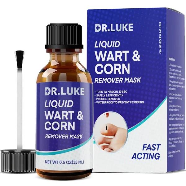 Dr. Luke Exclusive Formula Liquid Wart & Corn Remover Mask, Removal Fast-Acting Mask for Plantar Wart, Corn, Common and Flat Blue