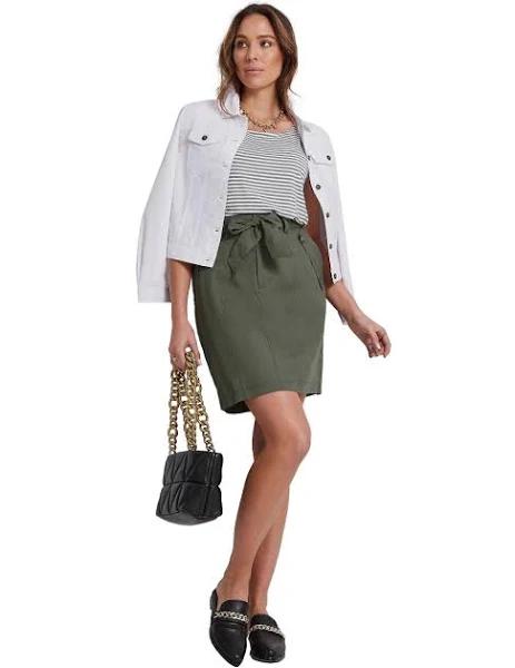 Katies Tie Waist Pocket Skirt - Size 16 - Womens - Khaki