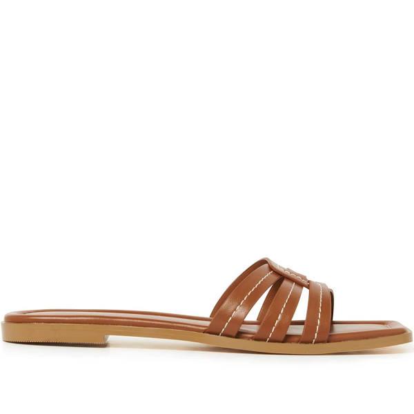 Forever New Women's Frankie Flat Slides in Tan, Size 39 | Polyurethane