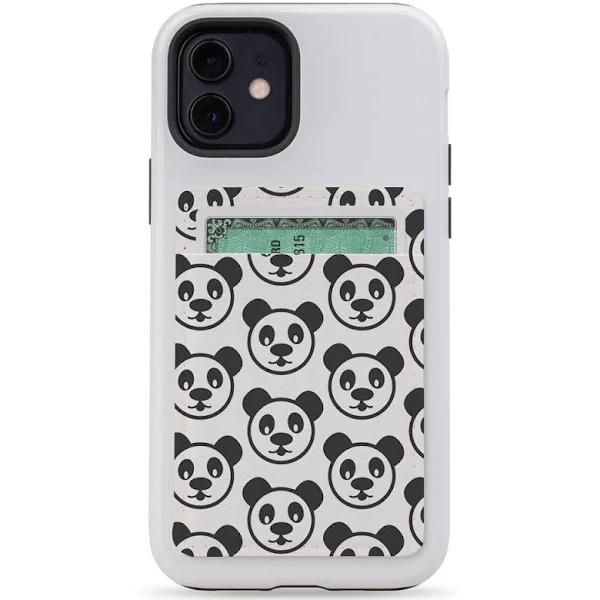 1 Card Slot Wallet Adhesive AddOn, Paper Leather, Panda Heads