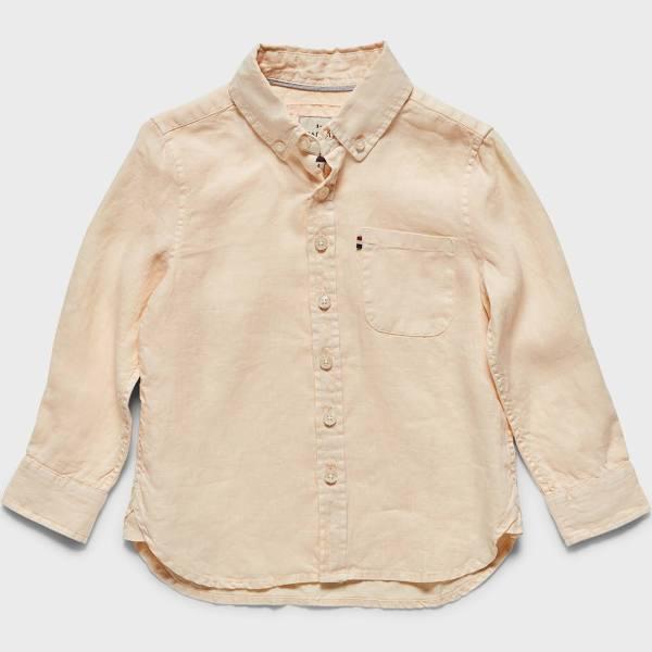 The Academy Brand Boy's Hampton Linen Shirt - Kids in Beige, Size - 2 | AfterPay Available