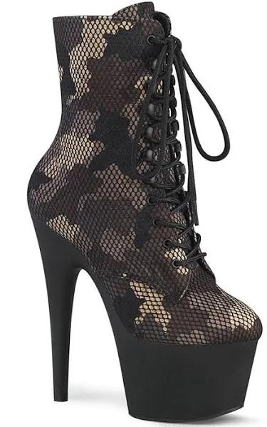 Pleaser ADORE-1020CM Green Camo-Mesh Ankle Boot Size 5