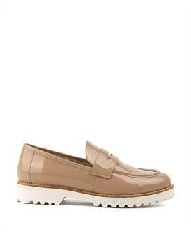 David Jones Edward Meller Gentry Chunky Moccasin On Eva Sole in Nude Patent, Size 38 EU