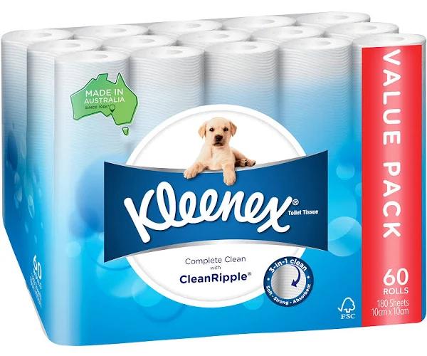 Kleenex Bath Tissue Toilet Paper Rolls 60 Pack 180 Sheets