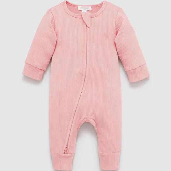 Purebaby Dusty Rose Rib Zip Growsuit Dusty Rose / 00