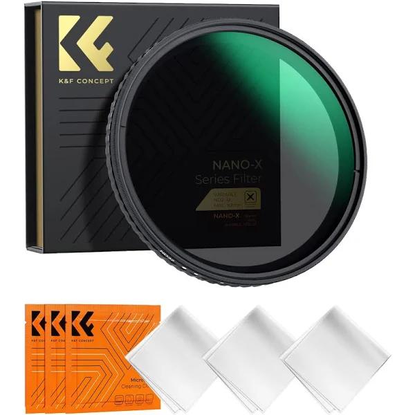 K&F Concept 55mm Variable ND Filter Adjustable Fader Neutral Density ND2 - ND32 Filter, No Spot x Black x Issue, MRC 28-Layer, Ultra Slim, Waterproof