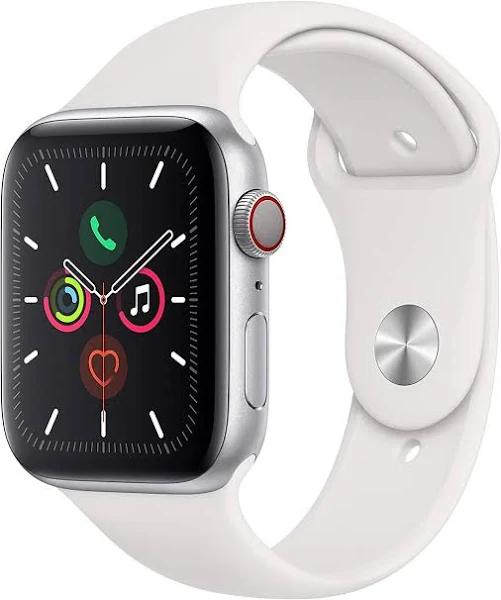 Apple Watch Series 5 Stainless Steel 44mm (GPS + Cellular) White Sport Band - 32GB - Silver