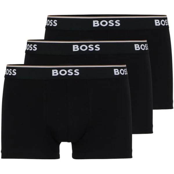 Hugo Boss Men's 3-Pack Stretch Cotton Regular Fit Trunks, Black, Small