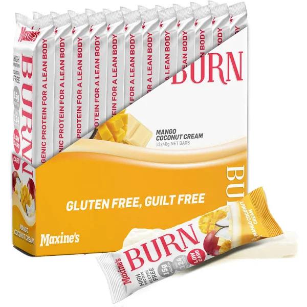 Maxines Burn Thermogenic Protein Bar, 12 x 40g / Mango Coconut Cream