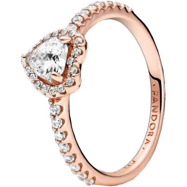 Pandora Timeless Heart 14K Rose Gold-plated Ring with Clear Cubic Zirconia, 58