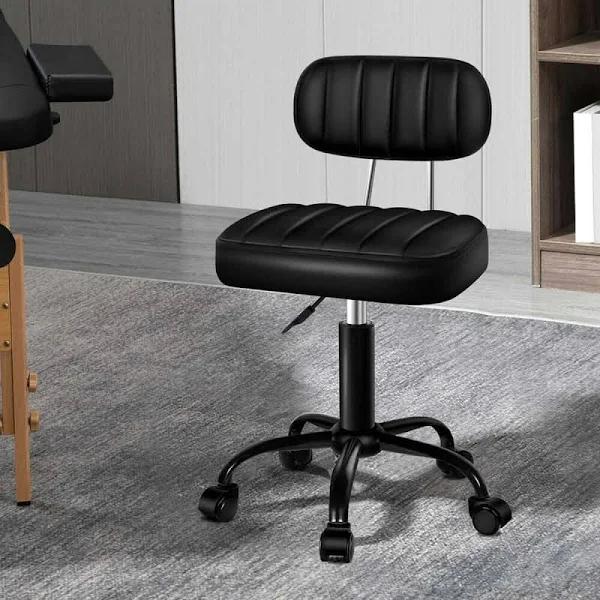 ALFORDSON Salon Stool Backrest Swivel Barber Hair Dress Chair Lina All Black