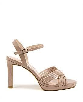 David Jones Edward Meller Sona90 Cross Strap Platform Sandal in Nudepat, Size 37 EU