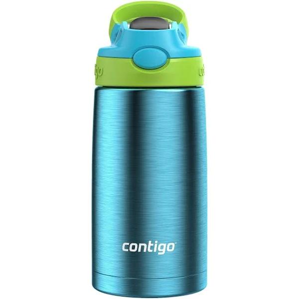 Contigo Aubrey Kids Stainless Steel Water Bottle with Spill-Proof Lid, Cleanable 13oz Kids Water Bottle Keeps Drinks Cold Up to 14 Hours, Blue