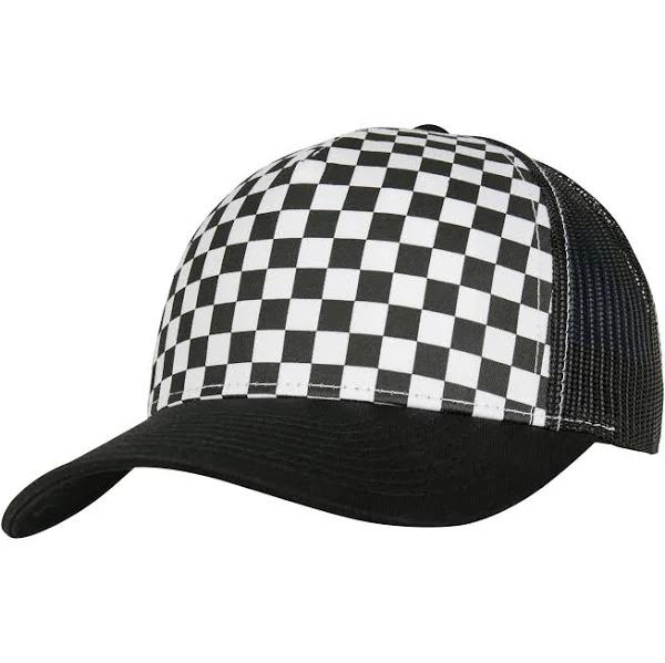 Flexfit by Yupoong Checkerboard Retro Trucker Cap Black/White One Size