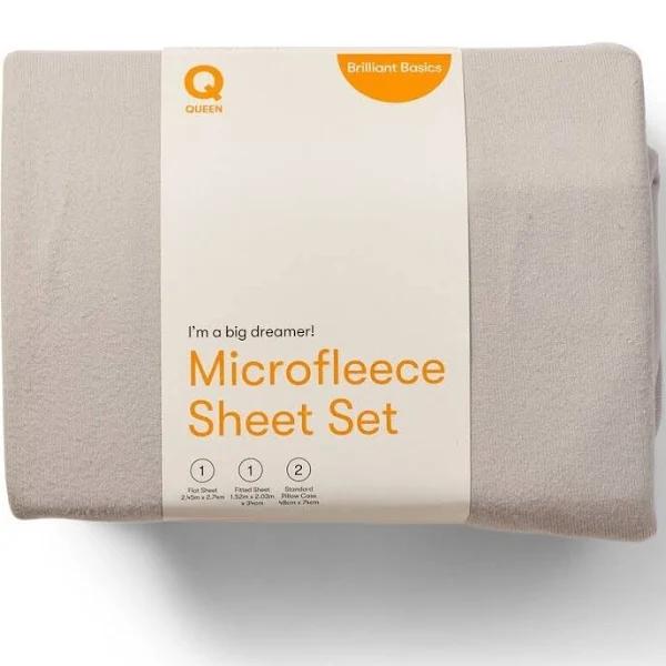 Brilliant Basics Microfleece Sheet Set - Grey - Size Queen