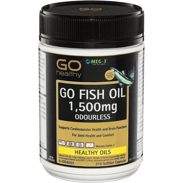 Go Healthy Go Fish Oil 1,500mg Odourless 210 Softgel Capsules