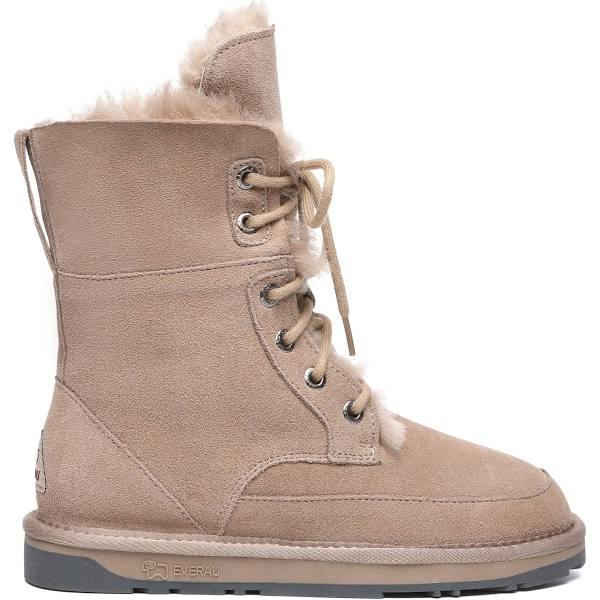 EVERAU Lace Up Ankle Fashion Sheepskin Women Boots Pathfinder