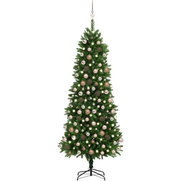 vidaXL Artificial Christmas Tree With LEDs&Ball Set 240 cm Green