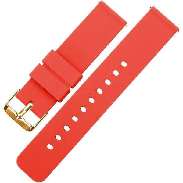 Soft Silicone Watch Band / Strap in Roarange w/ Gold Buckle, Width 24mm | Barton