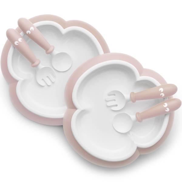 BabyBjorn Baby Plate, Spoon & Fork, 2 Sets (Powder Pink)