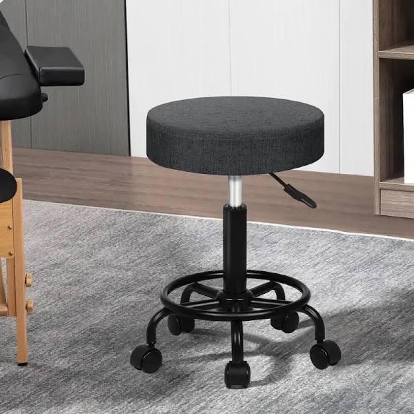 ALFORDSON Salon Stool Round Swivel Barber Hair Dress Chair Dark Grey Fabric