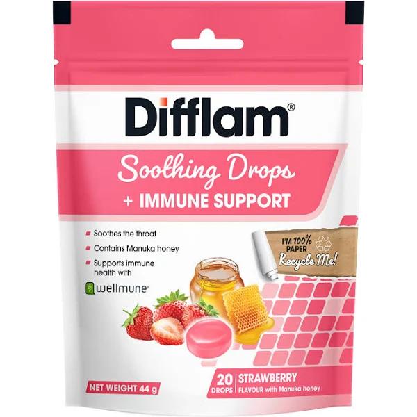 Difflam Soothing Drops + Immune Support Strawberry 20 Drops