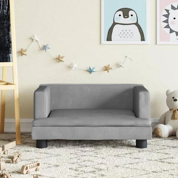 Kids Sofa Light Grey 60x40x30 cm Velvet vidaXL