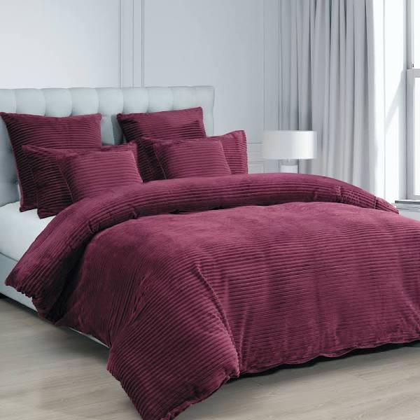 Alastairs Ruby Plush Burgundy Quilt Cover Set, Double