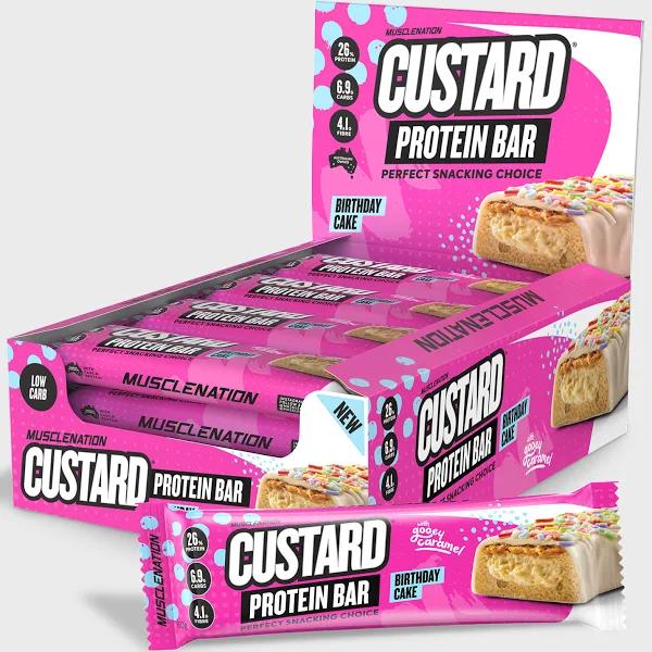 Muscle Nation Custard Protein Bar - Birthday Cake - Box of 12