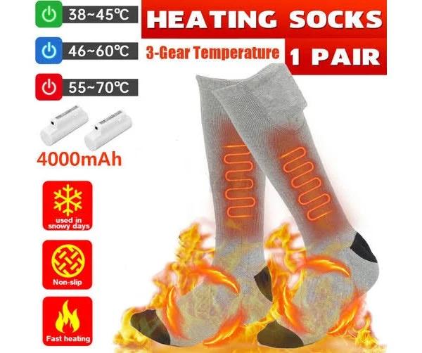 Witdreamer Electric Battery Heated Socks Feet Thermal Winter Warmer Heater Foot Shoe Boot Grey