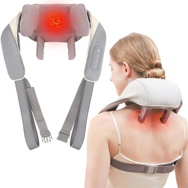 Fronnor Neck Massager with Heat Intelligent Wireless Portable Neck Shoulder Massager,2 Modes 2 Levels Deep Tissue Massager for Back Legs Muscles