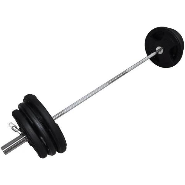 Total 102kg - 180cm Olympic Barbell Weight Set - Rubber Coated Weight Plate - Earn Everyday Rewards, Afterpay Available