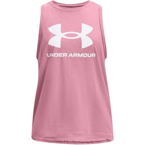 Under Armour Girls Sportstyle Logo Tank Pink L