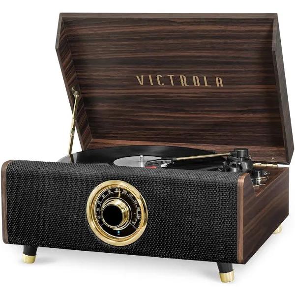 Victrola 4-in-1 Highland Bluetooth Record Player with 3-Speed Turntable & FM Radio, Espresso