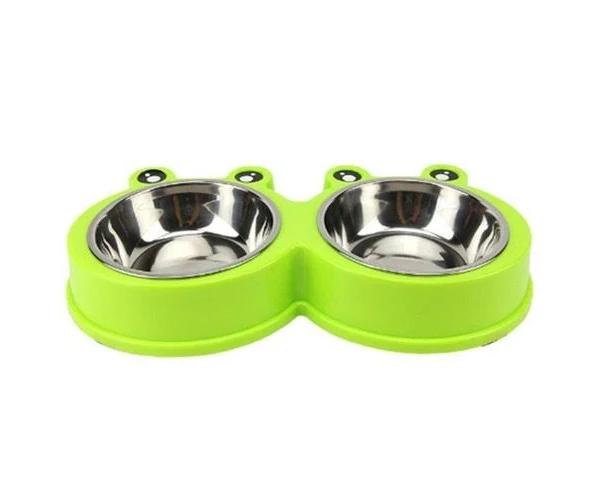 Pet Bowl Stainless Steel Non Slip Double Bowl Cat Small And Medium Dog Bowl Eat And Drink Pet Food Utensils - Green - AfterPay & zipPay Available