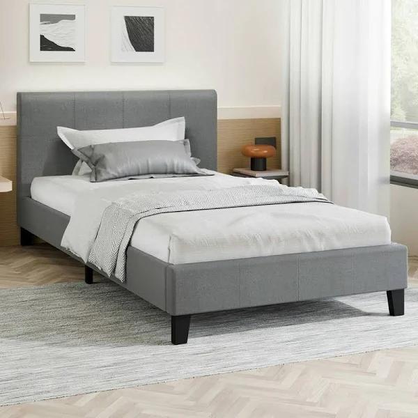 ALFORDSON Bed Frame King Single Mattress Base Wooden Platform Fabric Grey